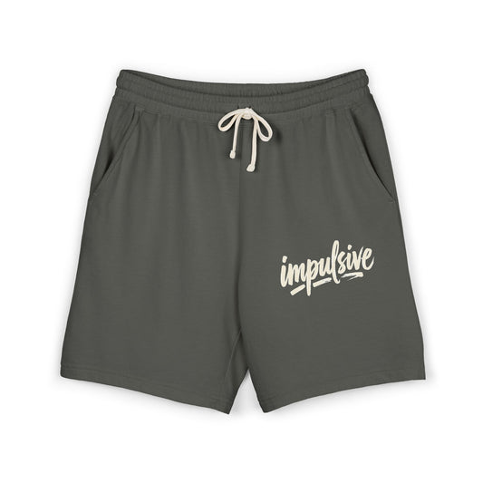 Impulsive Script Sweat Shorts — Lightweight Garment-Dyed Fleece