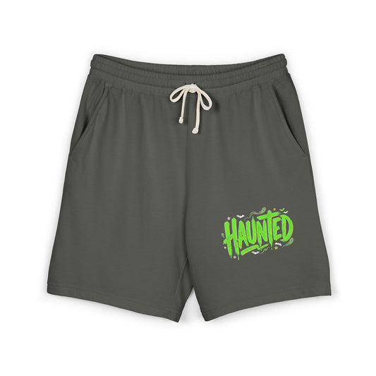 Haunted Graphic Sweat Shorts — Lightweight Fleece Lounge Shorts