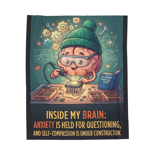 Velveteen Plush Blanket — "Inside My Brain" Anxiety & Self-Compassion Cozy Throw