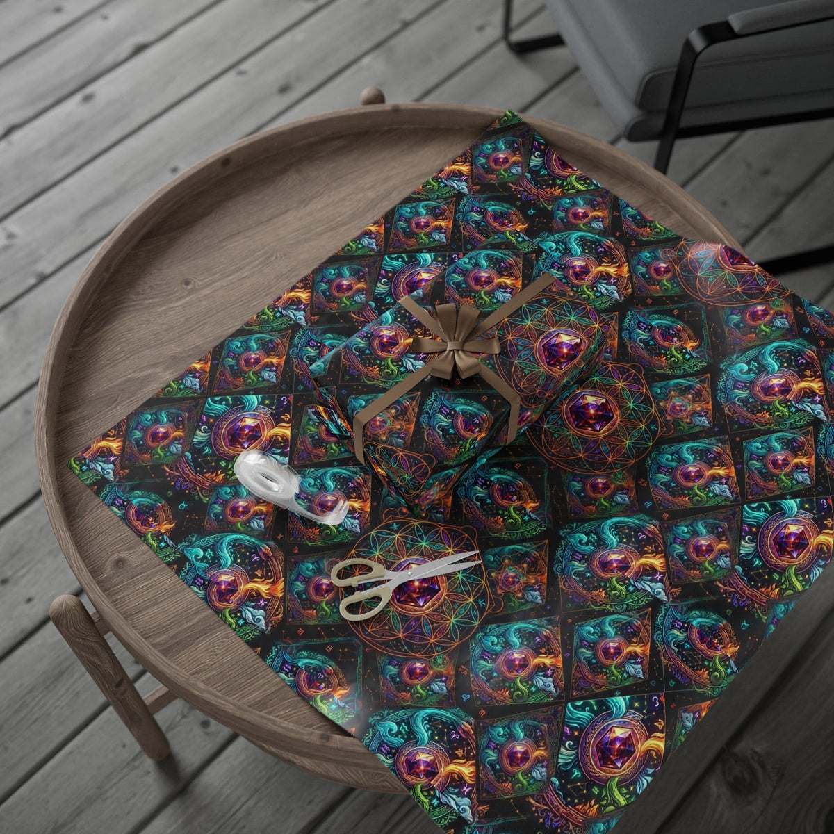 Psychedelic Swirl Wrapping Paper Roll — Rainbow Marble Gift Wrap