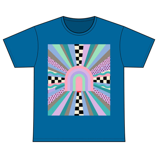 Retro Pastel Rainbow T-Shirt — "Recovery Warriors" Graphic Tee