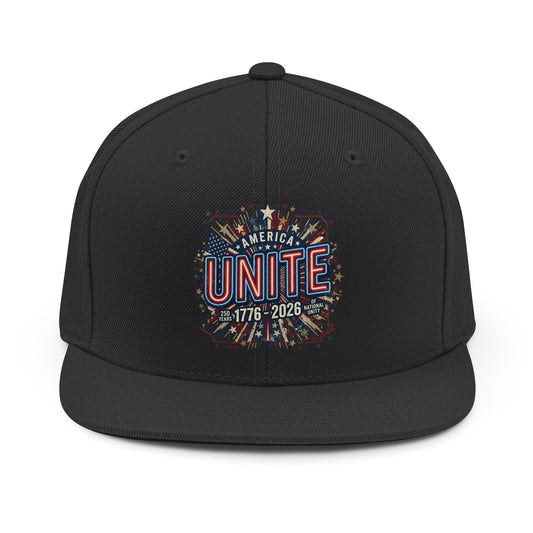 Unite 1776–2026 Snapback Hat — Patriotic America Anniversary Cap