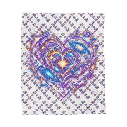 Galaxy Heart Velveteen Plush Blanket — Cosmic Purple Heart Throw Blanket