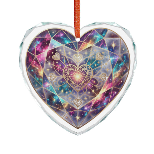 Cosmic Mandala Crystal Heart Ornament – Spiritual Recovery Keepsake
