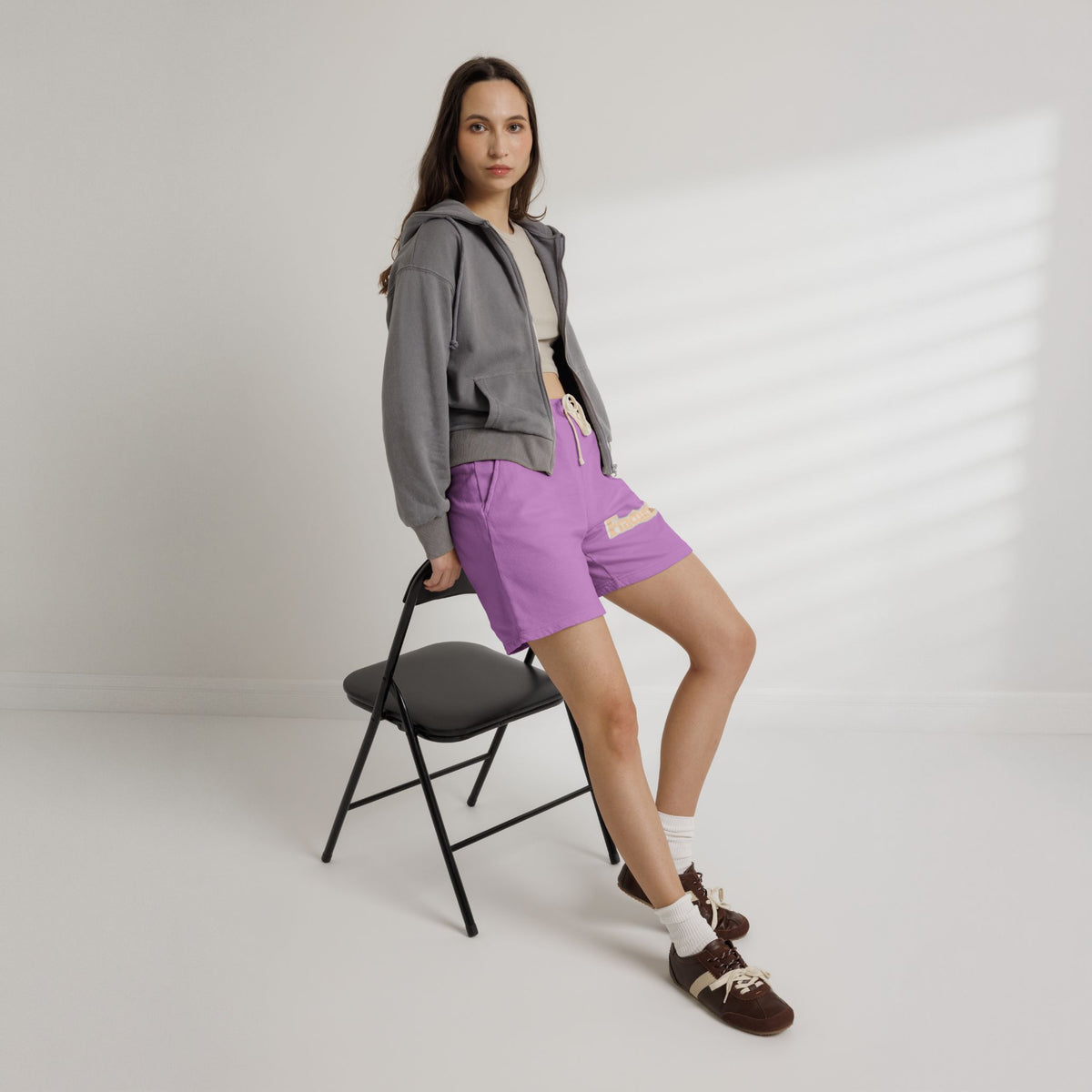 Fleece Sweat Shorts — Pastel 'Fractured' Logo Relaxed Lounge Shorts