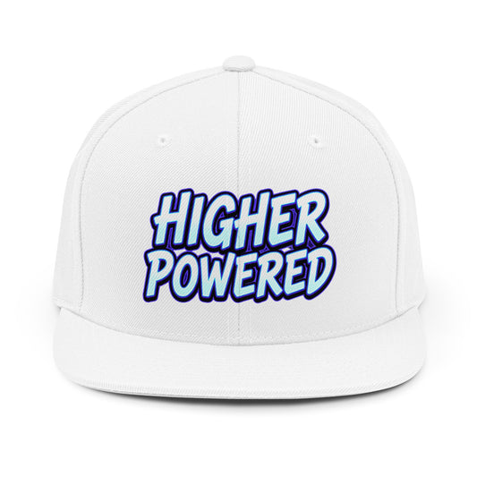 Higher Powered Snapback Hat — Bold Retro Script Embroidered Cap