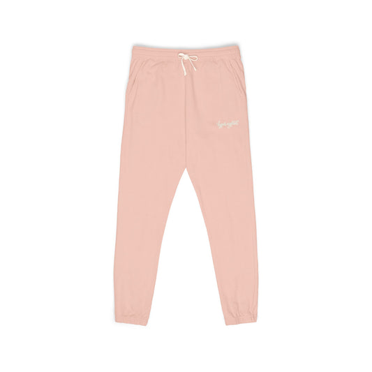 Garment-Dyed Fleece Sweatpants — Relaxed Joggers with 'hyper-vigilant' Script