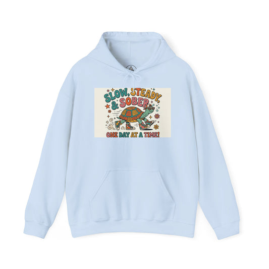 Recovery Hoodie – "Slow, Steady, Sober" Turtle Design