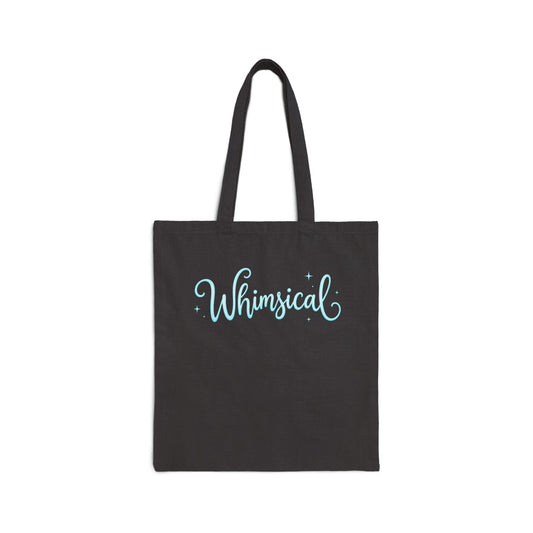 Whimsical Script Cotton Tote Bag – Light Teal "Whimsical" Canvas Shopper
