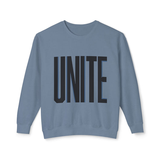Unite Crewneck Sweatshirt — Bold Block Letter Graphic Pullover