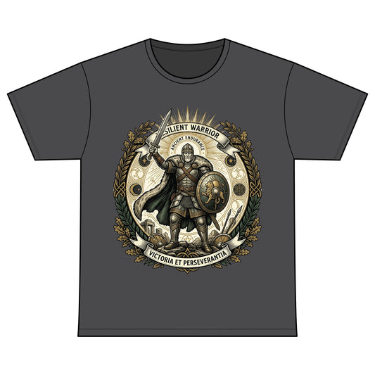 Warrior Crest T-Shirt — 'Resilient Warrior' Vintage Spartan Design (Recovery Warriors)