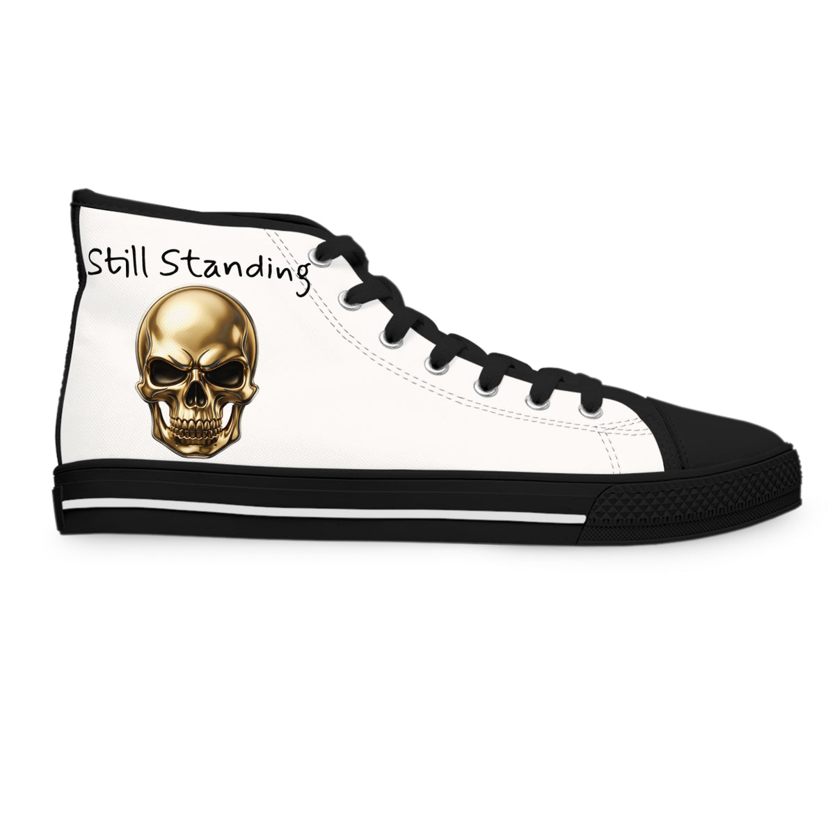 Still Standing Women’s Skull High-Top Sneakers – Recovery Canvas Shoes