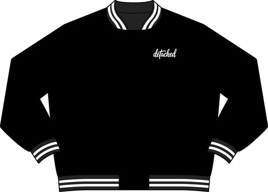 Detached Varsity Bomber Jacket — Black Script Retro Letterman Jacket
