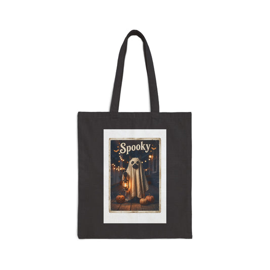 Spooky Ghost Dog Illustration Tote | Spooky Animals Halloween Pumpkin