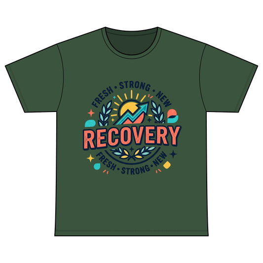 Recovery T-Shirt — "Recovery Warriors" Inspirational Cotton Crew Tee