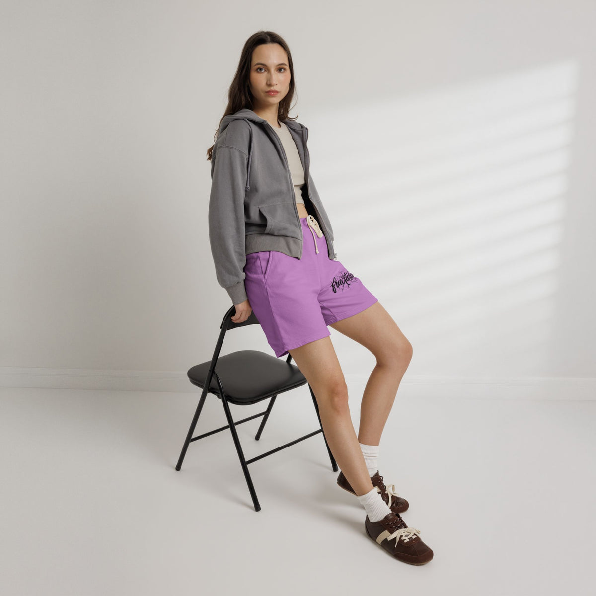 Fractured Logo Sweat Shorts — Lightweight Garment-Dyed Fleece