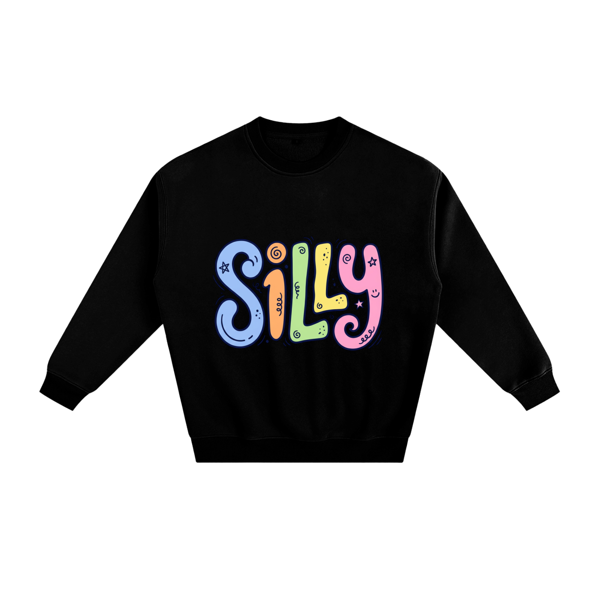 Silly Colorful Lettering Fleece Crewneck Sweatshirt