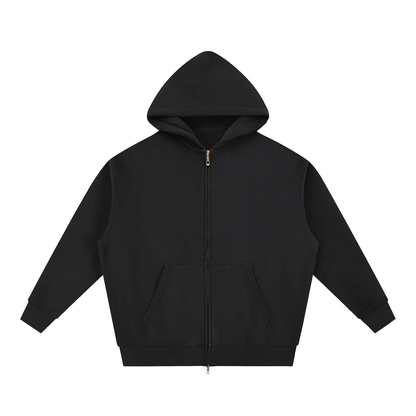 Essential Oversized Boxy Fleece Zip-Up Hoodie