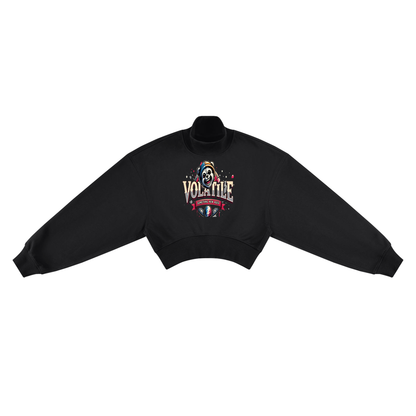VOLATILE Bear Graphic Women's Crop Mock Neck Sweatshirt