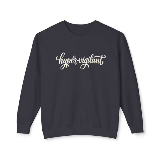 Hyper-Vigilant Crewneck Sweatshirt — Peach Casual Script Pullover