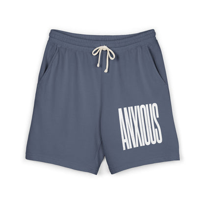 Anxious Graphic Sweat Shorts — Lightweight Garment-Dyed Fleece