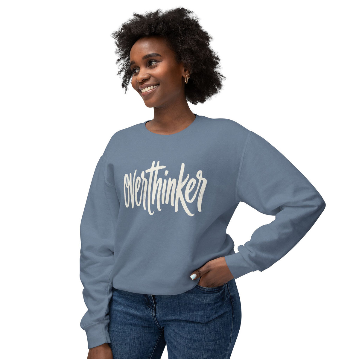Overthinker Crewneck Sweatshirt — Lightweight Peach Pullover for Thoughtful Minds