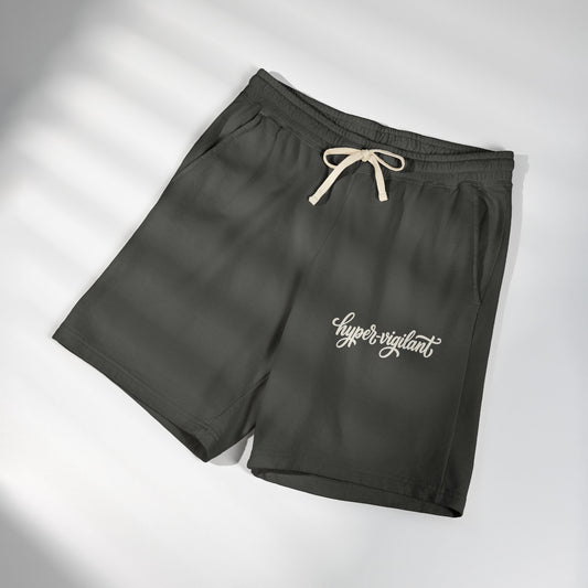 Lightweight Fleece Sweat Shorts — 'hyper-vigilant' Script Logo