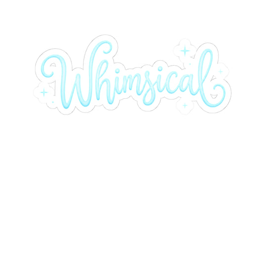 Whimsical Script Kiss-Cut Sticker – Pastel Blue Decorative Laptop Decal