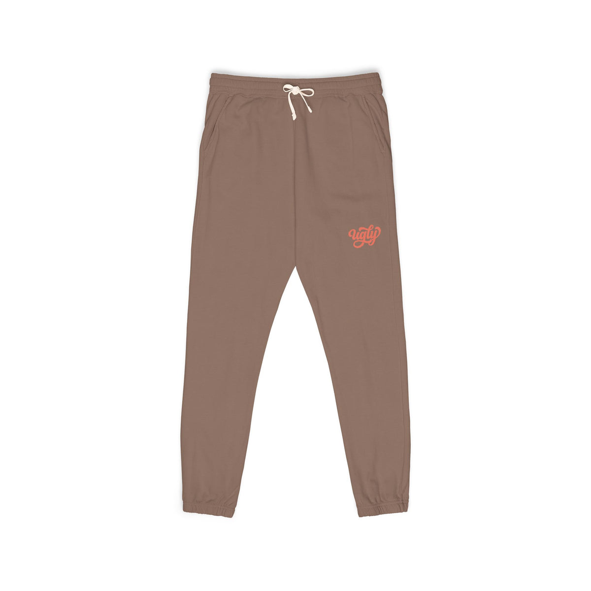 Charcoal Garment-Dyed Sweatpants with 'Ugly' — Cozy Heart Accent Joggers
