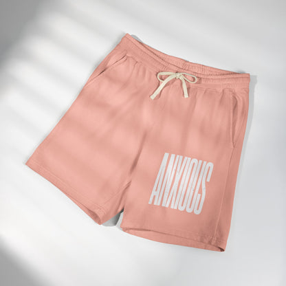 Anxious Graphic Sweat Shorts — Lightweight Garment-Dyed Fleece