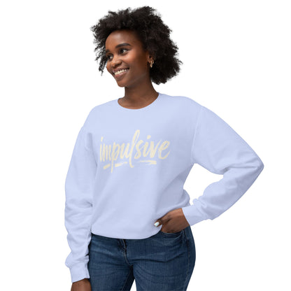 Impulsive Script Crewneck Sweatshirt — Peach Casual Graphic Sweatshirt