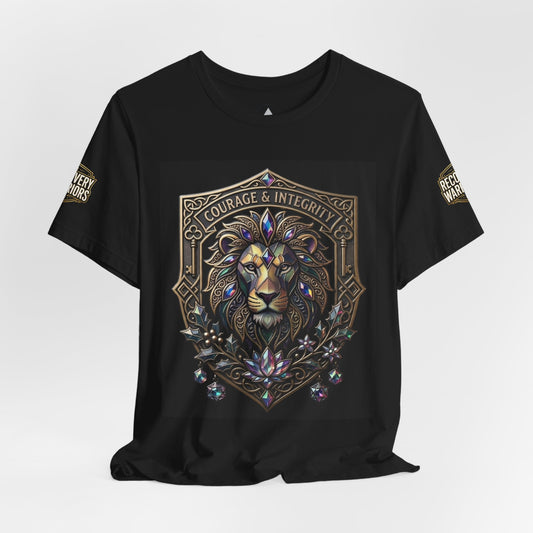 Courage & Integrity T-Shirt – Lion Crest Recovery Graphic Tee