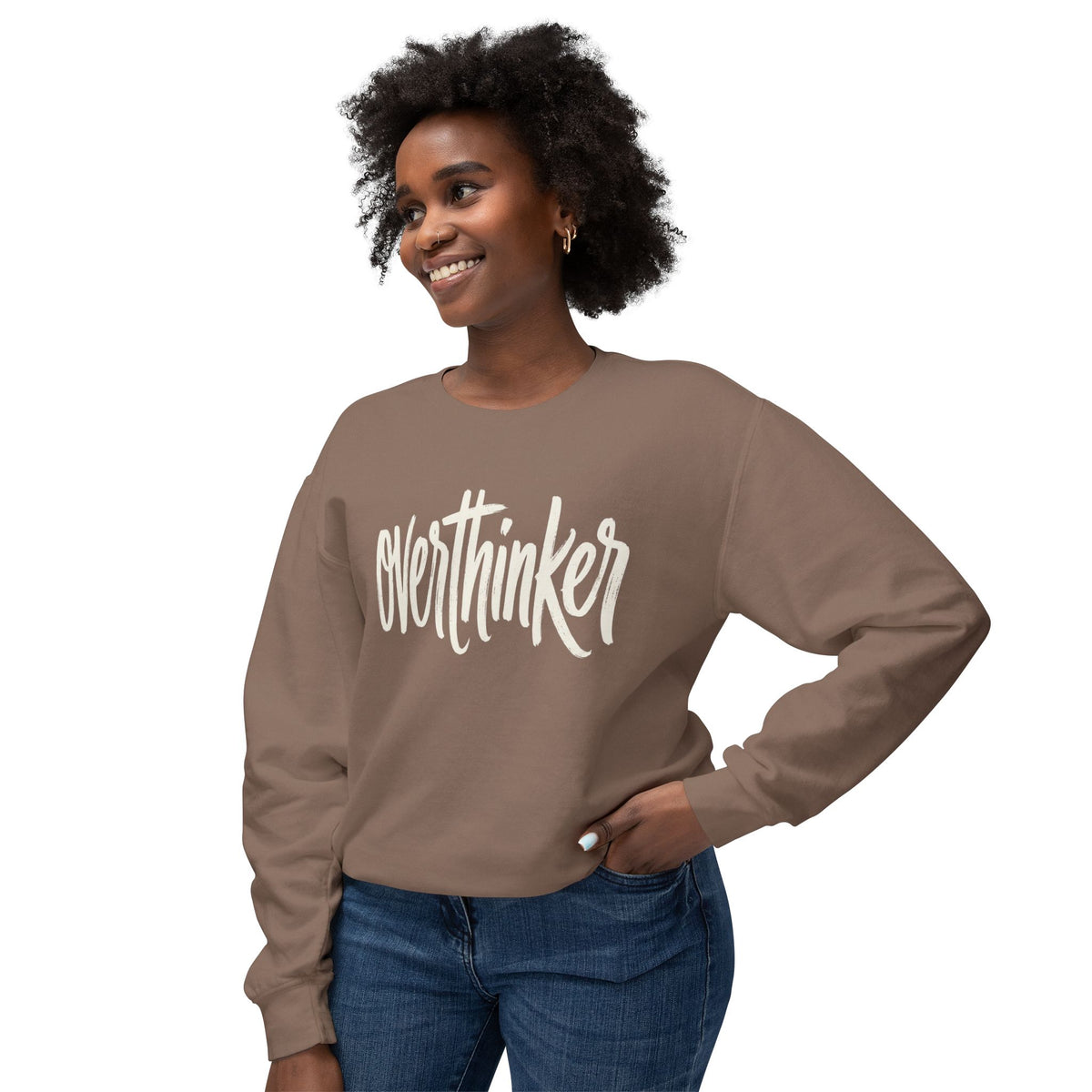 Overthinker Crewneck Sweatshirt — Lightweight Peach Pullover for Thoughtful Minds