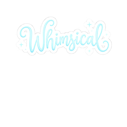 Whimsical Script Kiss-Cut Sticker – Pastel Blue Decorative Laptop Decal