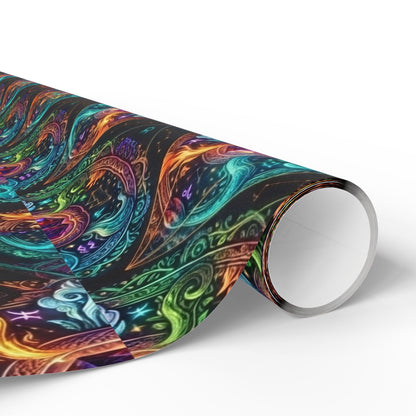 Psychedelic Swirl Wrapping Paper Roll — Rainbow Marble Gift Wrap