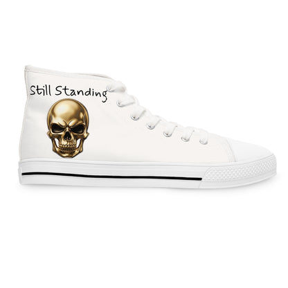 Still Standing Women’s Skull High-Top Sneakers – Recovery Canvas Shoes