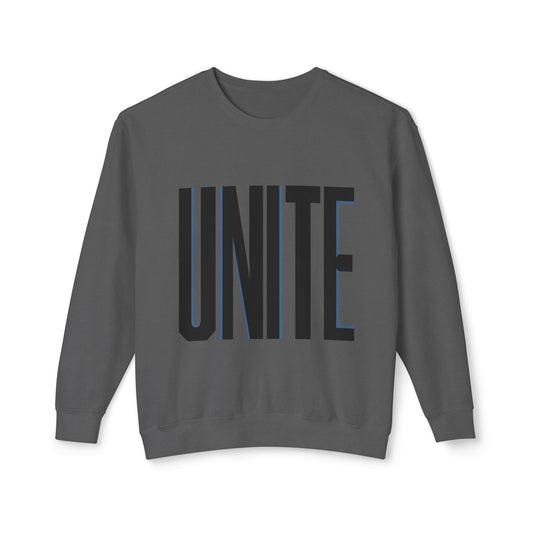 Unite Crewneck Sweatshirt — Bold Block Letter Graphic Pullover