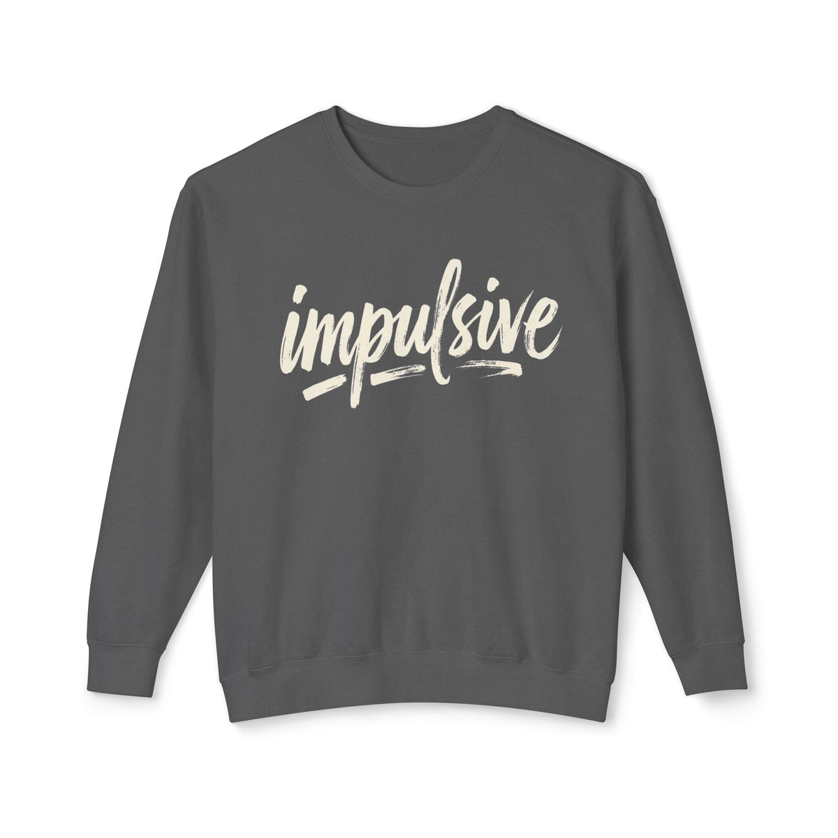 Impulsive Script Crewneck Sweatshirt — Peach Casual Graphic Sweatshirt