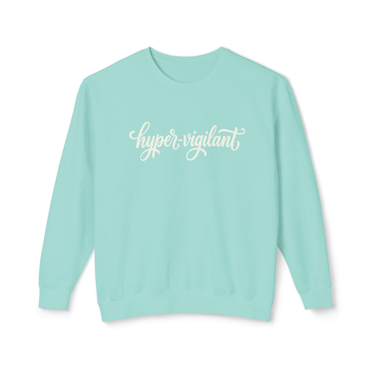 Hyper-Vigilant Crewneck Sweatshirt — Peach Casual Script Pullover