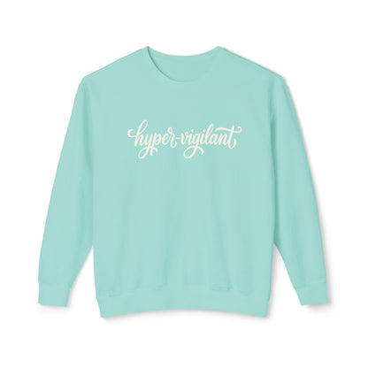 Hyper-Vigilant Crewneck Sweatshirt — Peach Casual Script Pullover