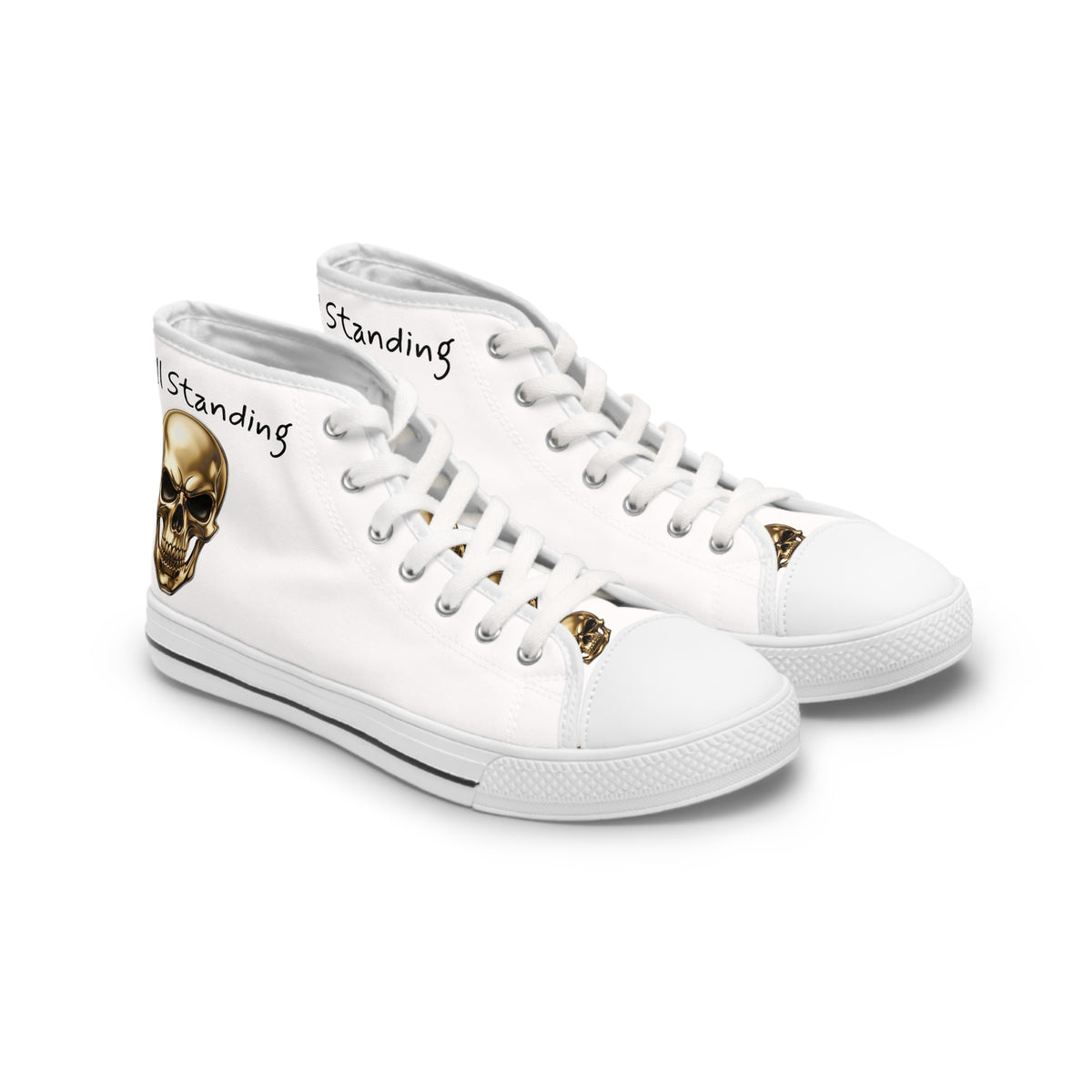 Still Standing Women’s Skull High-Top Sneakers – Recovery Canvas Shoes