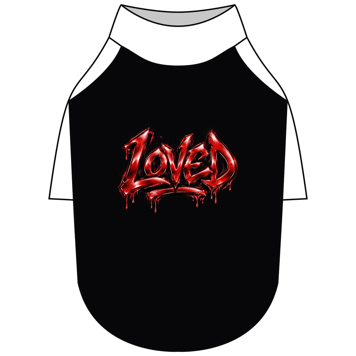 Loved Gothic Red Graphic Pet Raglan T-Shirt