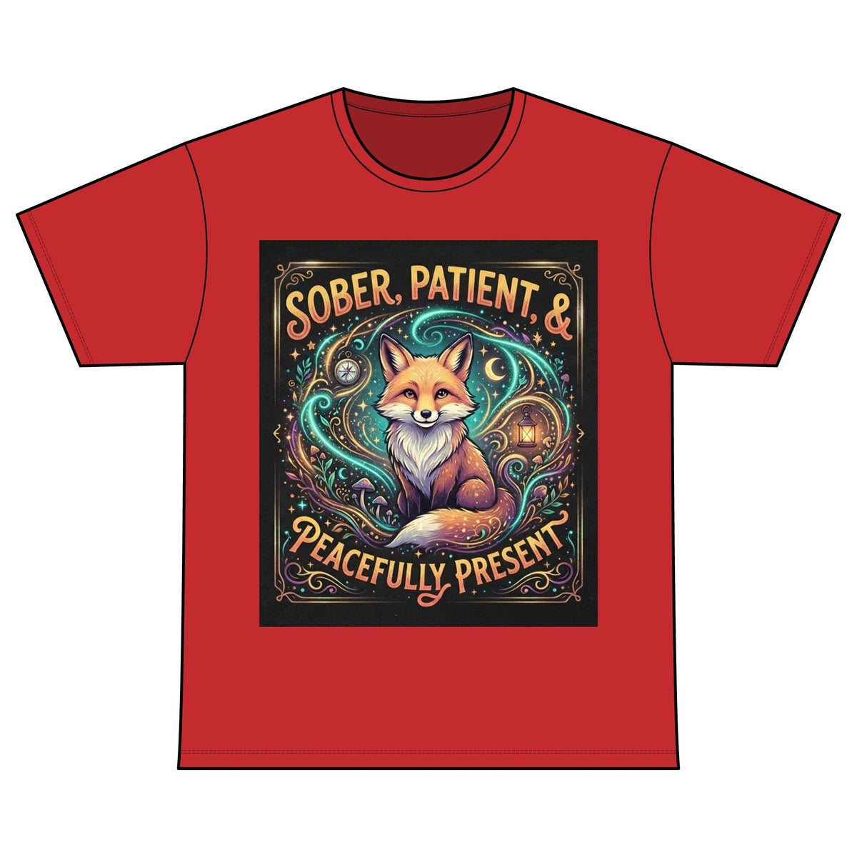 Recovery Warriors T-Shirt — "Sober, Patient & Peacefully Present" Fox Design