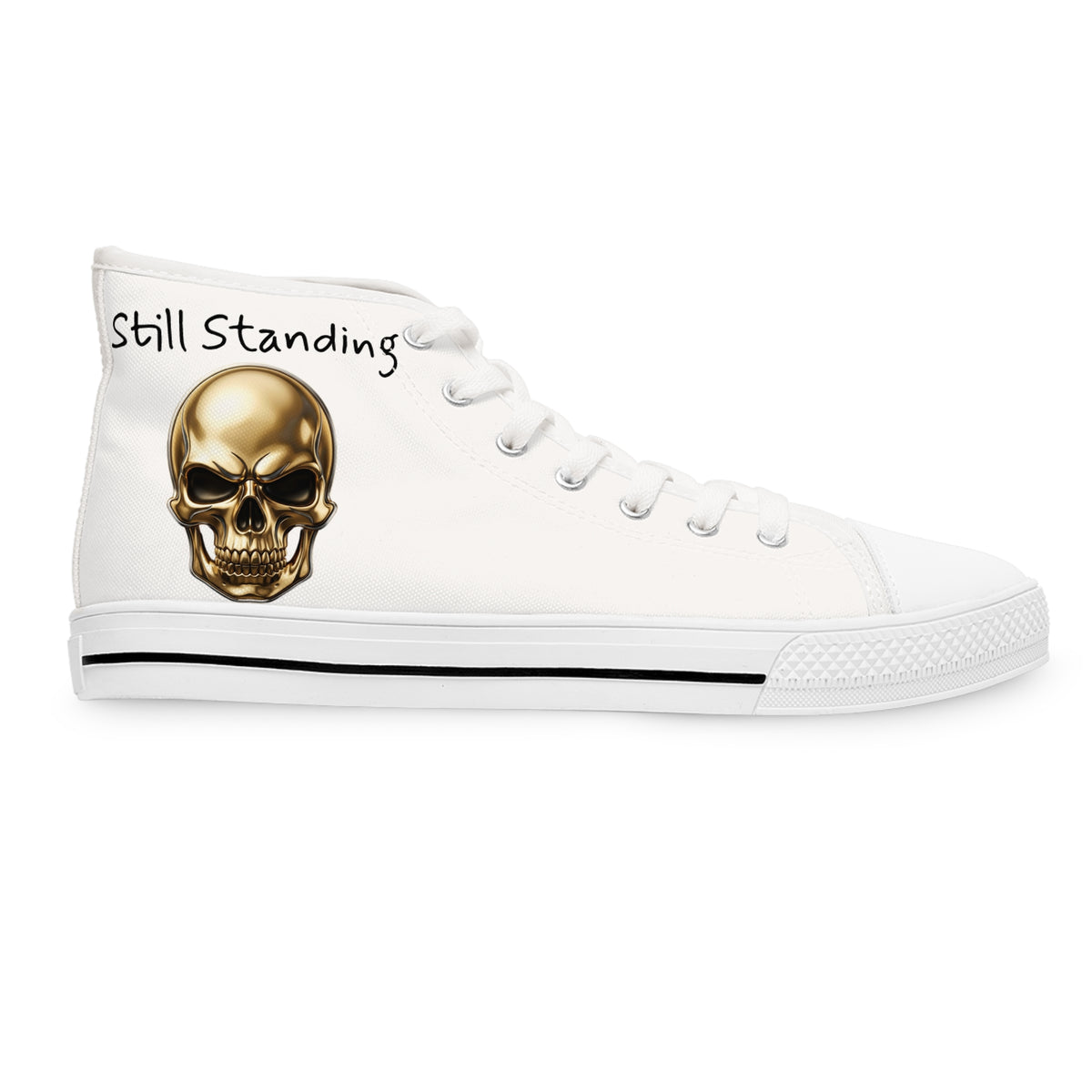 Still Standing Women’s Skull High-Top Sneakers – Recovery Canvas Shoes