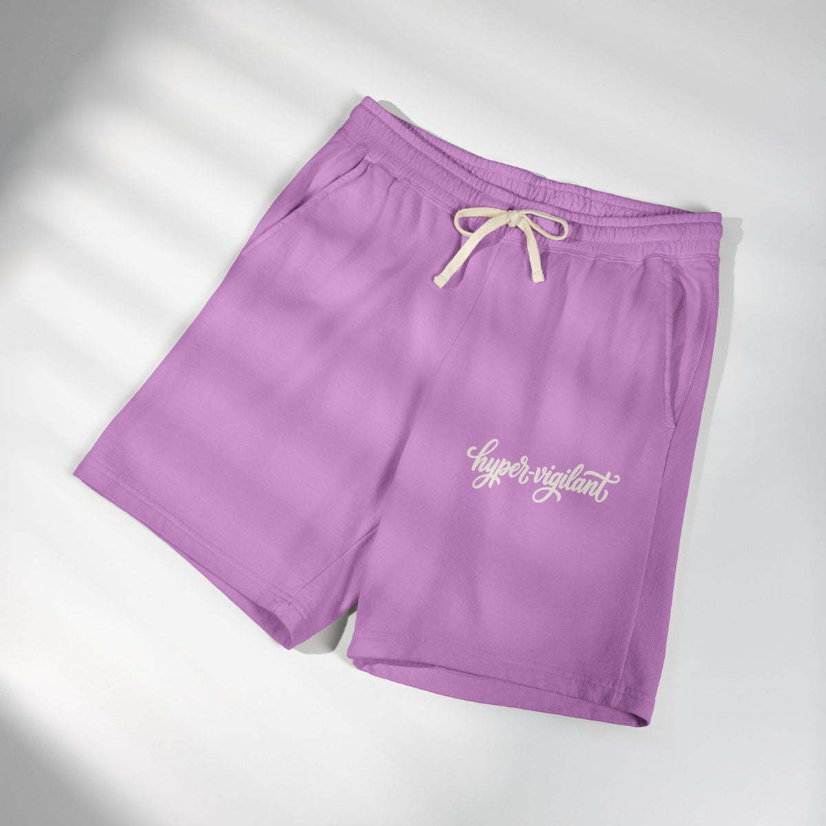 Lightweight Fleece Sweat Shorts — 'hyper-vigilant' Script Logo