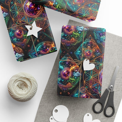 Psychedelic Swirl Wrapping Paper Roll — Rainbow Marble Gift Wrap