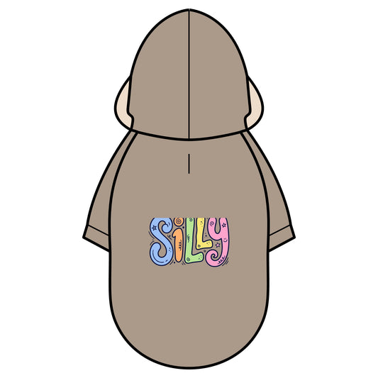 Pet Parka Jacket with Colorful “SILLY” Lettering