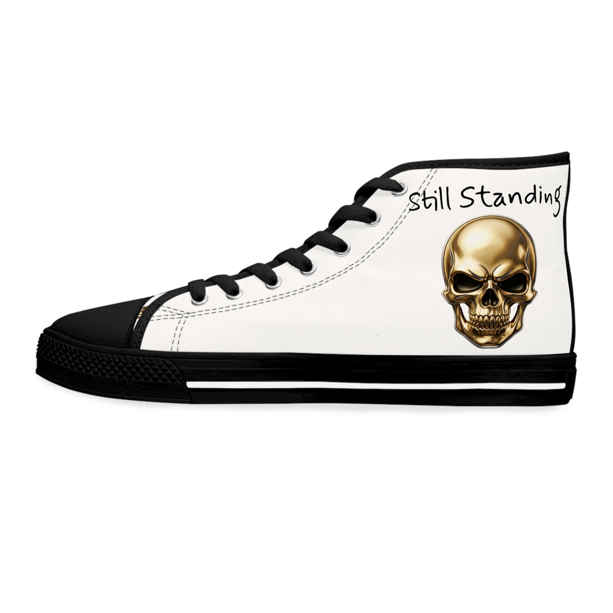 Still Standing Women’s Skull High-Top Sneakers – Recovery Canvas Shoes
