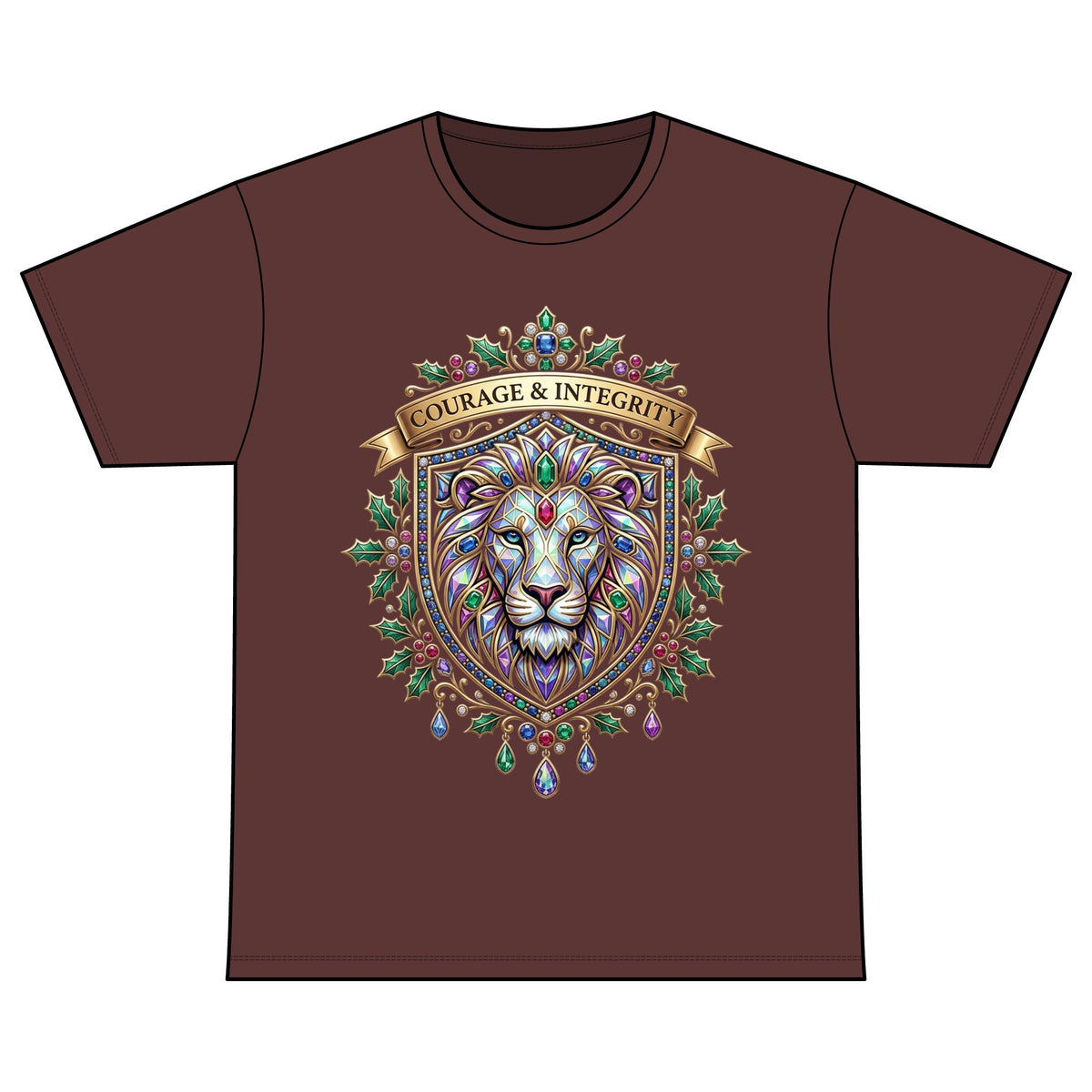 Courage & Integrity Lion T-Shirt — Recovery Warriors Graphic Tee