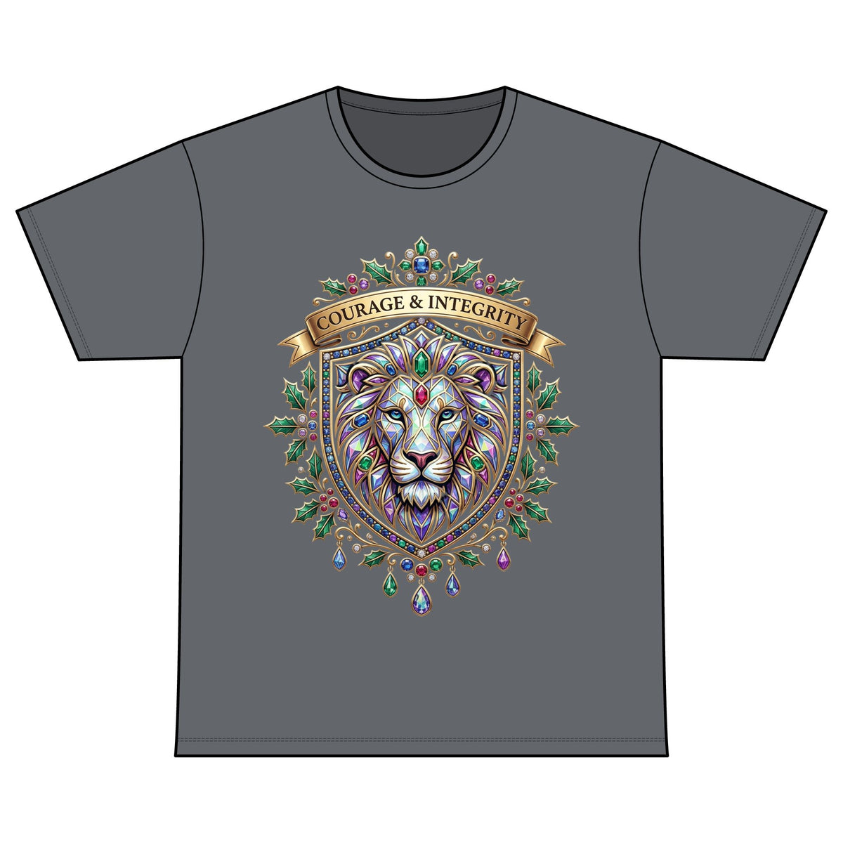 Courage & Integrity Lion T-Shirt — Recovery Warriors Graphic Tee